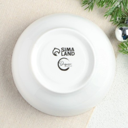 Ceramic salad bowl “Happy New Year”, 14.8x14.8x6.5 cm, white color-2