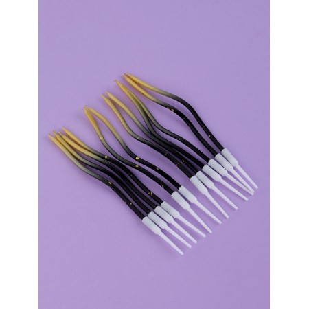 Candles for the Cake "Serpentine", 12 pcs, gradient gold and black-3