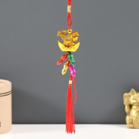 Plastic suspension, textiles "Golden fish on an ingot of iambic with peanuts" 25 cm