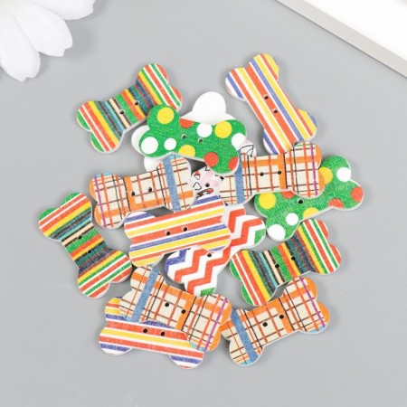 Buttons wood for creativity 2 punctures "painted bones" set of 15 pcs 2.8x1.5 cm