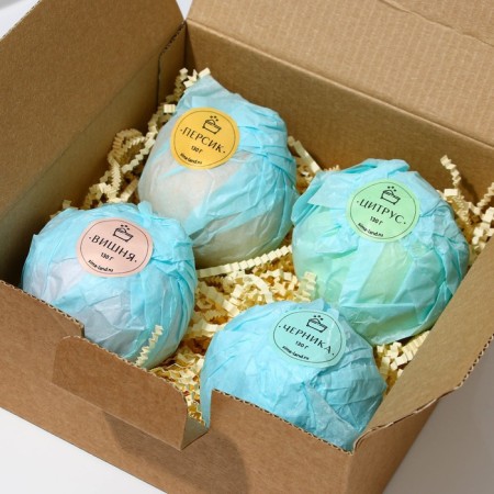 Gift set of cosmetics "Sweet moments", bathtub bombs 4 x 130 g, Beauty Fox-1
