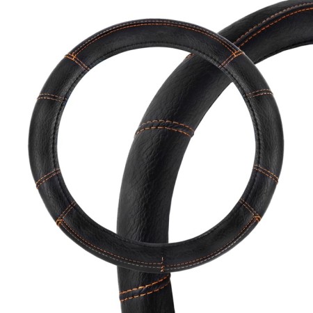Leather braid, l black Skyway, with an orange line eco