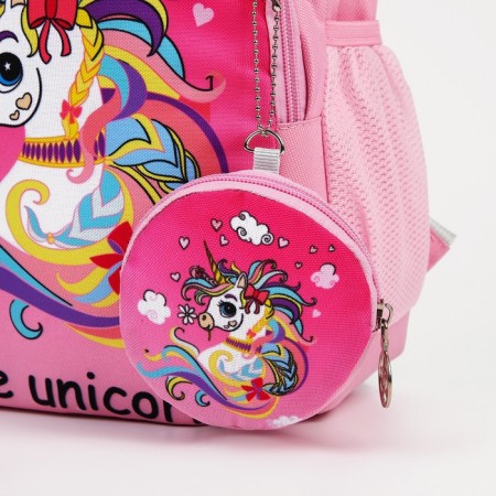 Baby backpack on a zipper, with a wallet, pink color-4