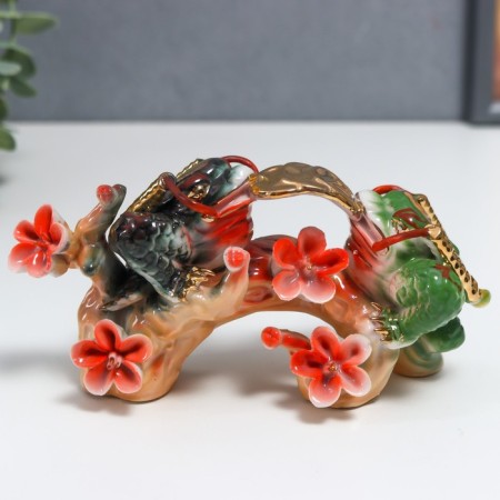 NECC Ceramics "Two toads on the Sakura branch" 8x6.5x16 cm