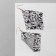 Hanging "rhombus" chain mail, floral ornament, white-black color, 9 cm