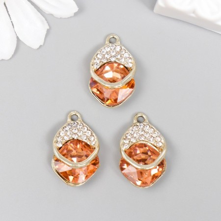 Decor for creativity metal, rhinestones "Stone in the frame of an unusual shape" 2.5x1.4 cm-2