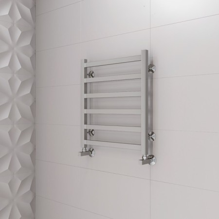 Terminus heated towel rail "Noto" P6, 500x600 mm, lower connection, chrome-2
