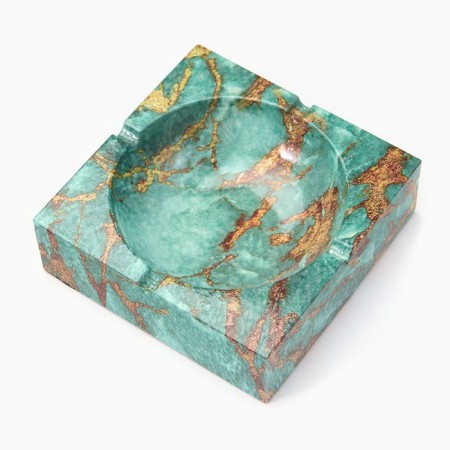 Ash "Marble", 12.6 x 4.1 cm, ceramics, emerald-2