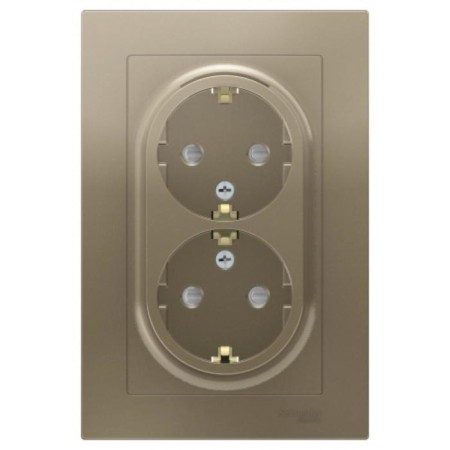 SETLASDESIGN socket, 16 A, double, assembly, with salary, with curtains, shampan color