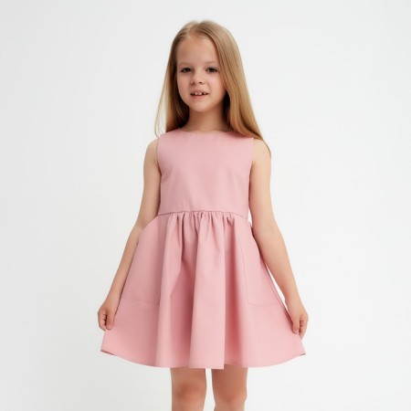Children's dress with kaftan pockets, size 30 (98-104), powder