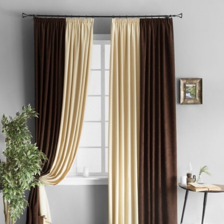 Kerti curtain set, 2x200x270 cm size, wenge color/cream