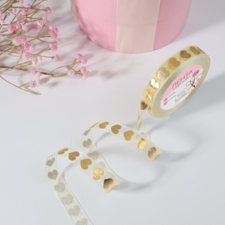 Capricon tape with “heart” embossed, 15 mm, 23 ± 1 m, beige/gold color-1