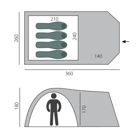 BTRACE ELEMENT 4 tent, two-layer, 4-seater, green color-3