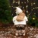 Santa Claus "in a fluffy cap, with a flashlight and gifts" 28 cm, moves, gray-white