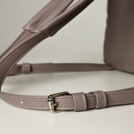 A backpack with a zipper, Textura, external pocket, gray-beige color-7