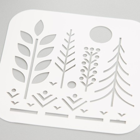 Plastic stencil "Christmas trees" 9x9 cm-2