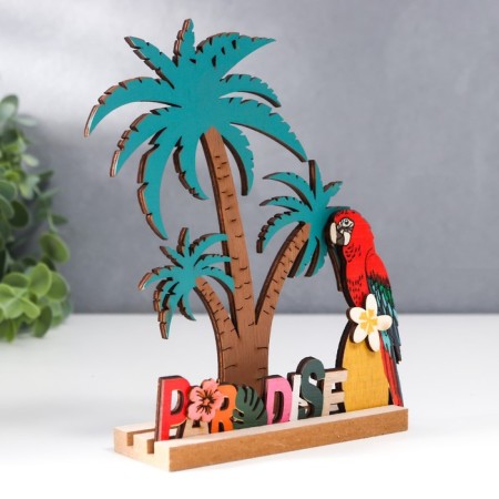 Souvenir tree "Parrot Ara and Palma" 17x4x12 cm-1