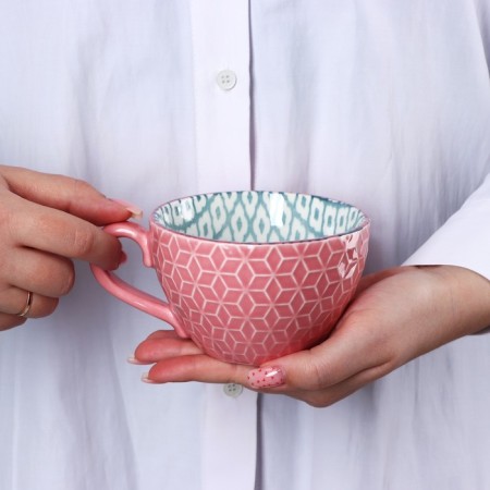Ceramic “Vintage” mug, 290 ml, pink color-6