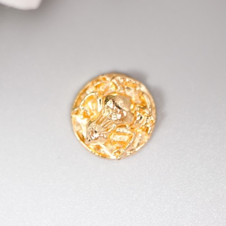 Decor metal for creativity "toad on a coin" gold 1.4x1.4x0.5 cm.