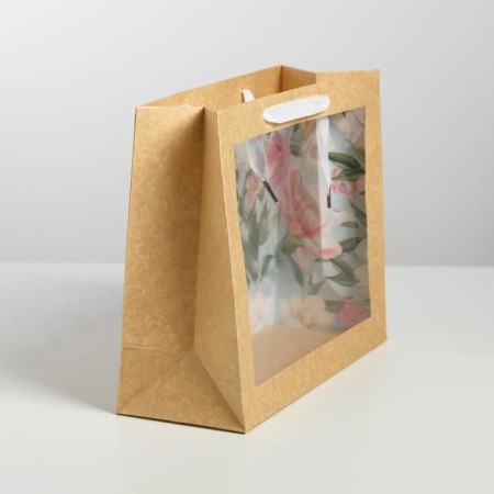Gift Crafts with a plastic window, packaging, “Flowers”, 31 x 26 x 11 cm-1