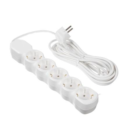 Extension cord Luazon Lighting Eco, 5 outlets, 2 m, 10 A, 2200 W, PVS 3x0.75mm2, with salary white-2