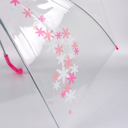 Umbrella - a semiautomatic “flowers” ​​cane, 8 spokes, r = 45 cm, the color is transparent/pink-5