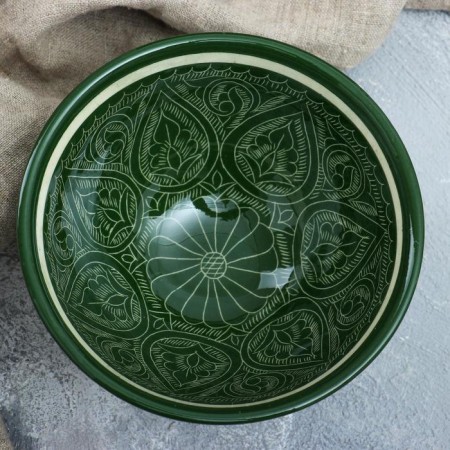 Rishtan ceramics "patterns" 15.5 cm, medium, green-1