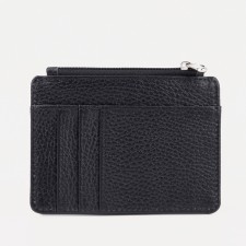 Cardholder with a section for coins, Textura, black color