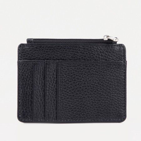 Cardholder with a section for coins, Textura, black color