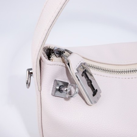 Baget bag with zipper, chain, white color-4
