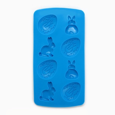Silicone form for baking on Easter "Bunny", Blue, 10.6 x 20.7 cm-3