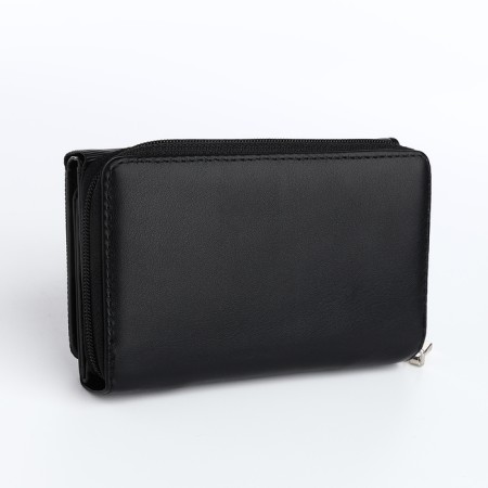 Women's wallet on the button, black color-1