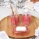 A set of accessories for the bathroom "stripes", 3 items (soap dish, soap dispenser, glass), red color
