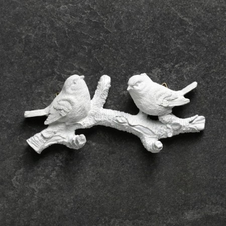 Suspension decor - hanger "twig with two birds" white