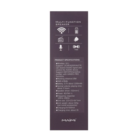 Portable column Maimi F6, Microusb, FM, BT 5.1, 1200 mAh, silver-9