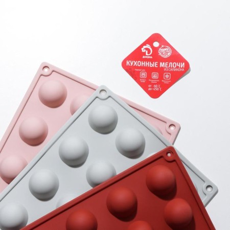 Form for baking the share “Figures. Polusfer”, silicone, 28.3 × 16.5 cm, 24 cells (D = 2.8 cm), Mix color-7