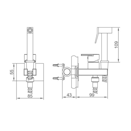 Accoona A3290F-4 bideter, with hygienic shower, wall, black-9