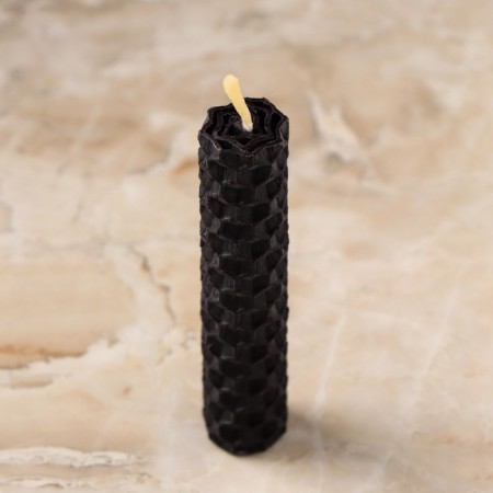 A set of candles from wax "rebirth and new beginning", 3 pcs, 8x1.7 cm, 45 minutes, black-1