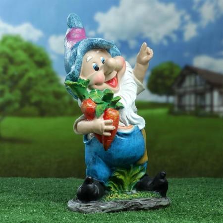 Garden figure "Dwarf with carrots", mix 19x38cm-4