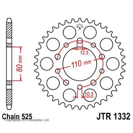 General star JT SPROCKETS JTR1332-38, chain 525, 38 teeth