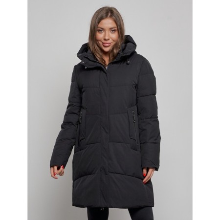 Coat insulated winter female, size 54, black color-6