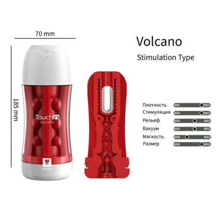 Masturbator Galaku Cup Volkano, with vibration, 20 modes, USB ZU, red-1