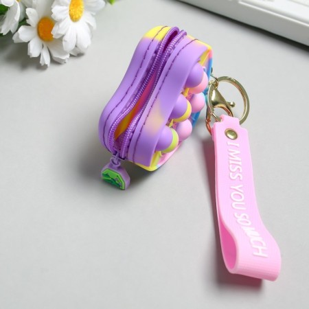 Browler wallet with carbine Silicon "Bubbles Antistress" heart mix 7.3x3x6.5 cm-3