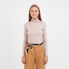 Women's turtleneck Minaku: Basic Line, beige color, size 46
