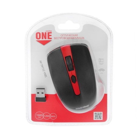 Mouse Smartbuy One 352, wireless, optical, 1600 dpi, 2xaaa (not in the Complex), red-black-5