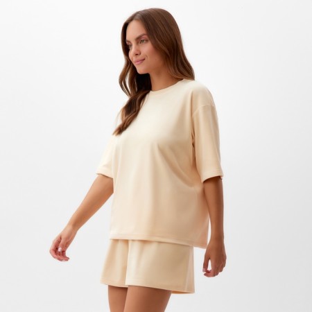Women's costume (T-shirt and shorts) KAFTAN PLUSHY size 48-50, milk-2