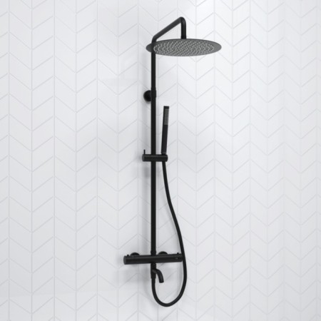 The shower system wasserkraft a288.160.217.bm Thermo, tropical shower, thermostat, black-1