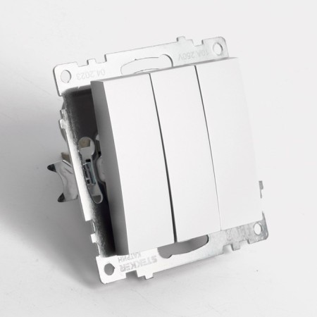 3-clavy switch (mechanism), 250V, 10A, Stekker series Catherine, silver GLS10-7108-03-4