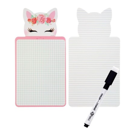 Marker board A4 (33/46 x 24 cm) + marker, bilateral: cage, ruler, curly, calligrata "cat"-1