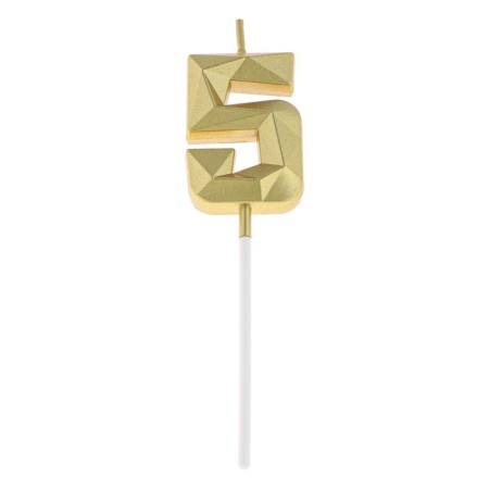 Candle in the cake on the skewer "Almaz", the number "5", gold, 4.5 cm-5